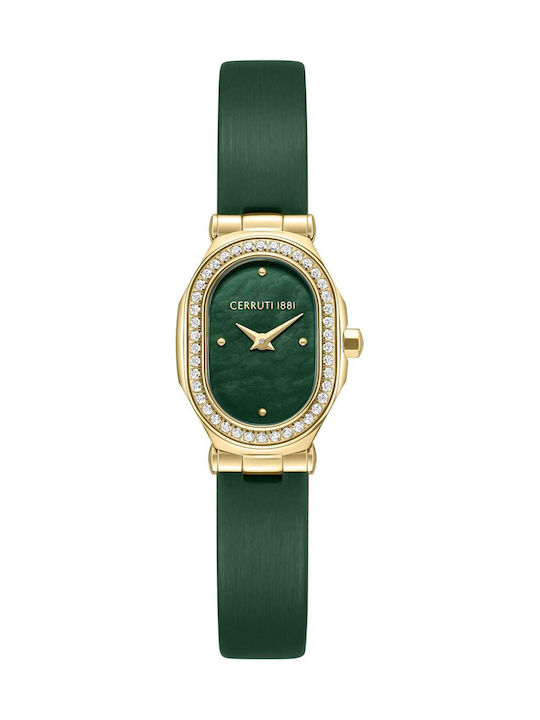 Cerruti Crystals Ceas Dama Baterie Cu Curea Textilă Verde