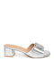 Mules With Chunky Low Heel In Silver Colour SJ-BF-60-26ML-SILVER
