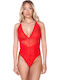 Lace Bodysuit Brazil Deep Neckline Burgundy