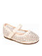Kids Ballerinas With Hoop & Loop Closure Beige