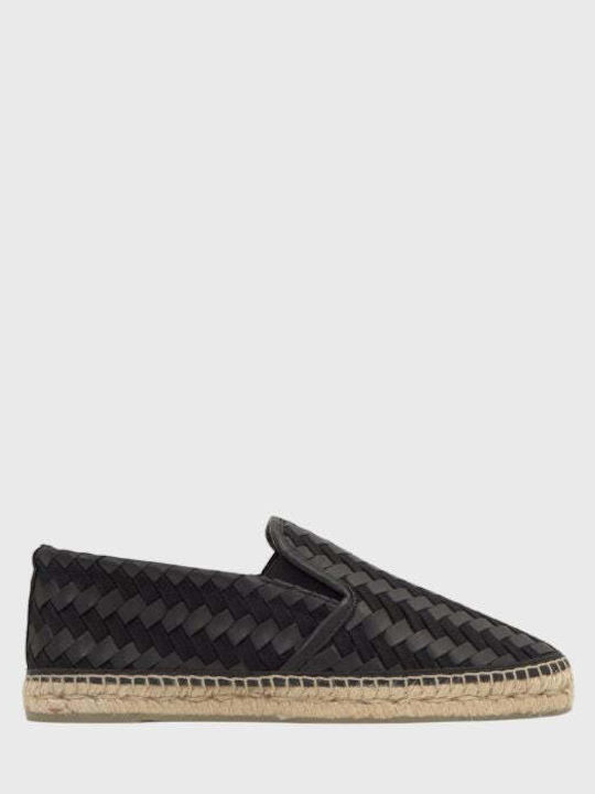 Leather Men's Espadrilles in Black Colour