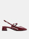 Pointed Toe Heels with Strap & Low Burgundy Heel