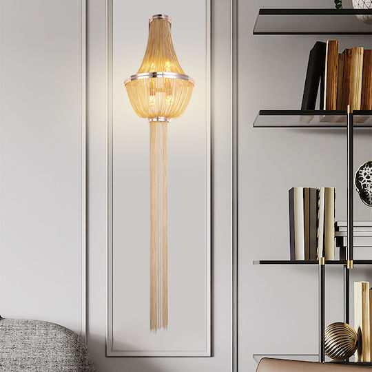 Alista Home Modern Wall Lamp with E14 Socket Gold 34x150cm