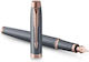 Parker IM Slate PGT Fountain Pen Medium Gray Brass with Pink Ink