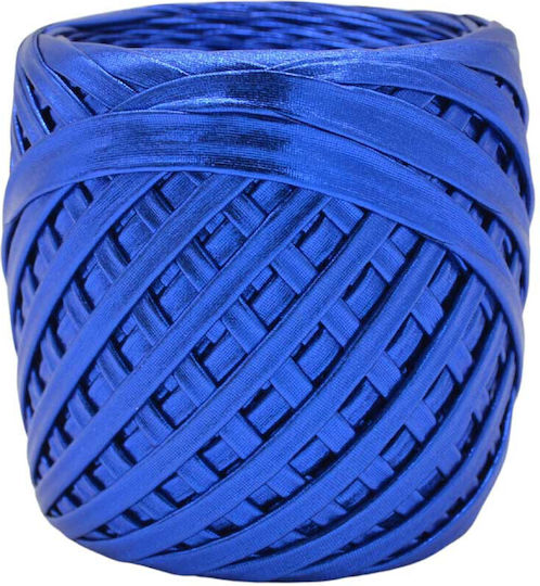 Strickgarn Ribbon Metallisch Leder 5-7mm Blau Glam