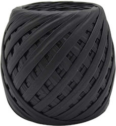 Strickgarn Ribbon Metallisch Leder 5-7mm Schwar...
