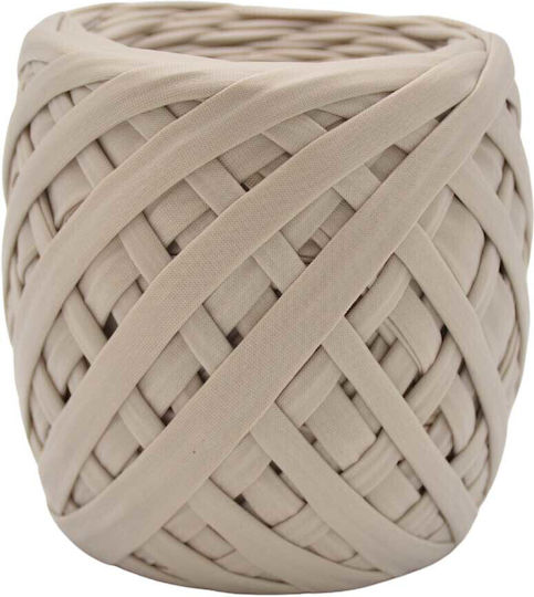 Strickgarn Ribbon Metallisch Leder 5-7mm Ecru Matt