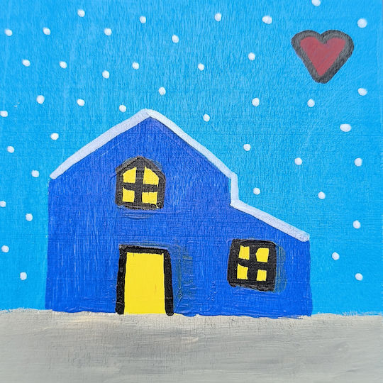Blau Winter House Gemälde
