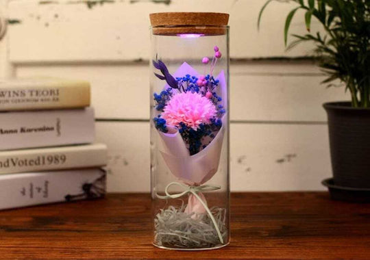 Geschenk Getrocknete Rosa Gewürznelke Beleuchtete Flasche Geschenk Getrocknete Rosa Gewürznelke Beleuchtete Flasche