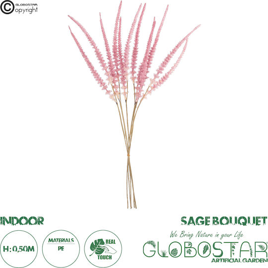 Artificial Garden Pale Pink Sage Bouquet Τεχνητό Διακοσμητικό Μπουκέτο Στάχι Απαλό Ροζ Y50cm