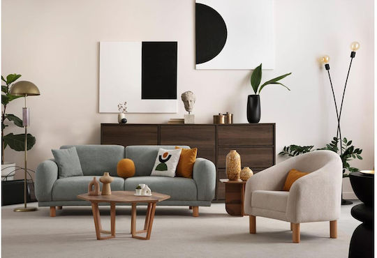 Stewehome Σετ Καναπέδων Mono 3+3+1 Μοντέρνου Ύφους Κρεμ Γαλάζιο 235x98x95 Cm