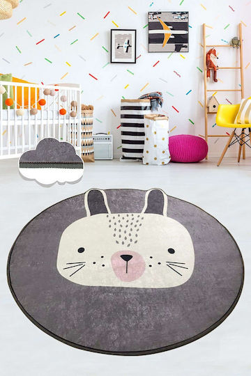 Conceptum Hypnose Bunny Детски Килим Сив Кръгъл с Диаметър 100см