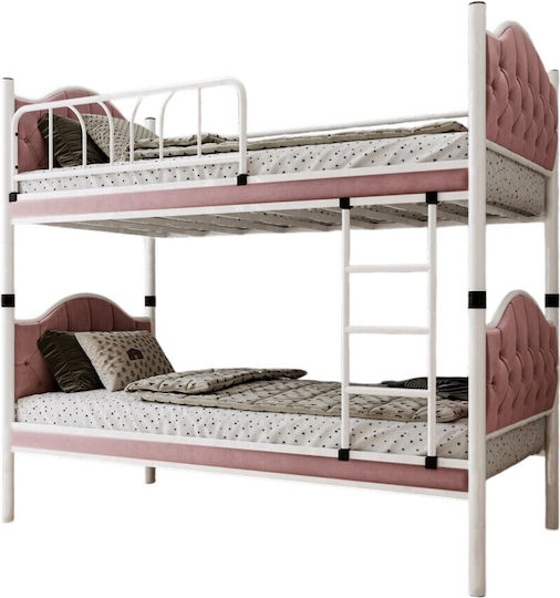 Stewehome Double Metal Bunk Bed Melis Pink 90×190 Cm