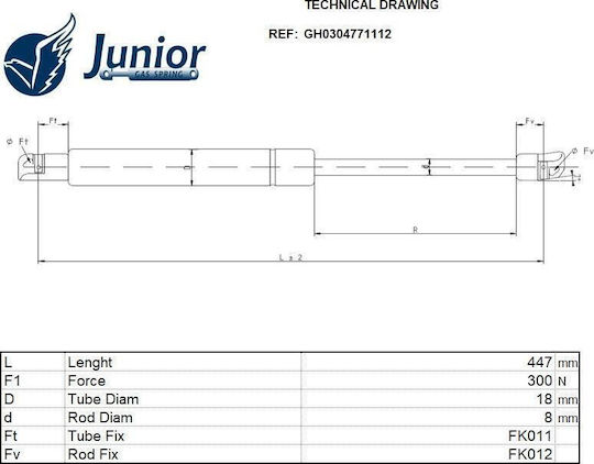 Bonnet Shock Absorber Front 447l-300n Marelli Suitable Hyundai Santa Fe 2009-2012 Cm 811602b010 1 Pc