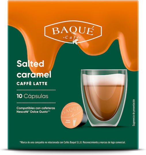 Baque Cafe Espresso Salted Caramel Latte Capsules Caramel Compatible With Dolce Gusto Machine 10caps