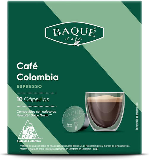 Cafe Baque Espresso Colombia Capsules Compatible with Dolce Gusto Machine 10caps