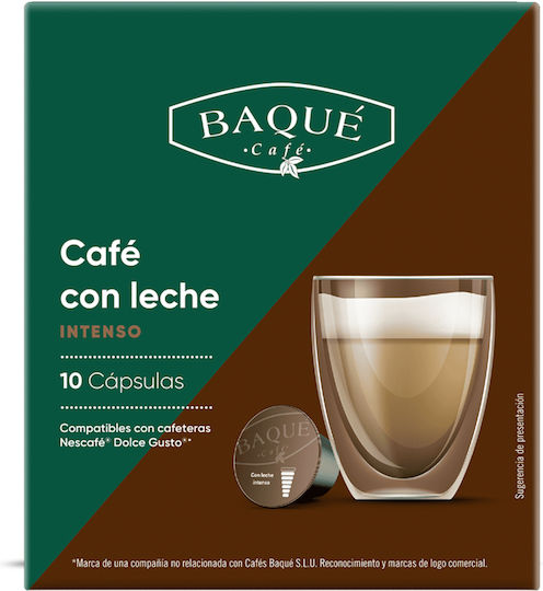 Cafe Baque Capsule Espresso Caffe Con Leche Intenso Compatibile Cu Mașina Dolce Gusto 10 Bucăți