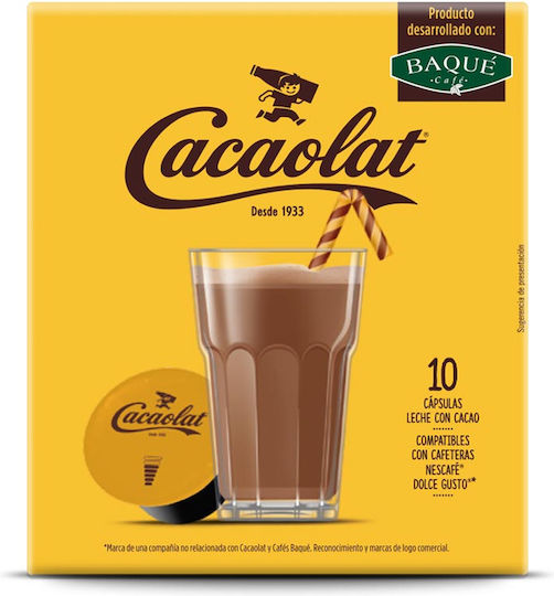 Baque Cafe Kaffe- und Getränkekapseln Schokolade Cacaolat Kompatibilität mit Maschine Dolce Gusto 10 Stück