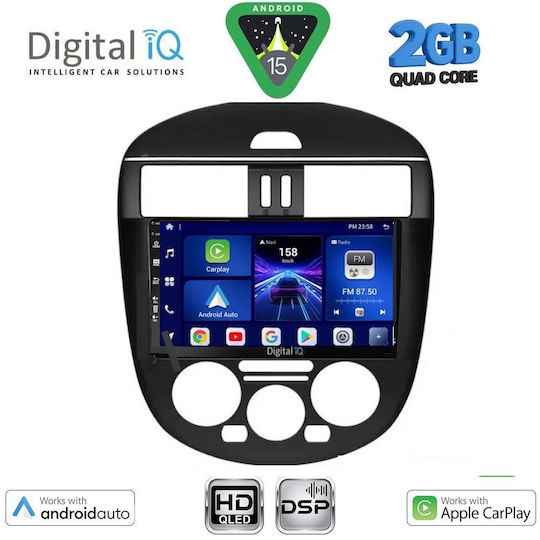 Digital IQ Car Audio System for Nissan Tiida 2013-2023 with A/C (Bluetooth/USB/AUX/WiFi/GPS/Apple CarPlay/Android Auto) with 9" Touch Screen
