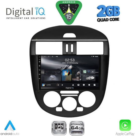 Digital IQ Car Audio System for Nissan Tiida 2013-2023 with A/C (Bluetooth/USB/AUX/WiFi/GPS/Apple CarPlay/Android Auto) with 9" Touch Screen