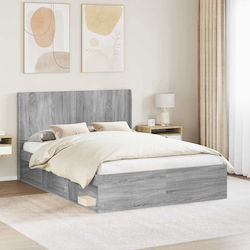 vidaXL Κεφαλάρι Κρεβατιού Ξύλινο Γκρι 141.5x100cm