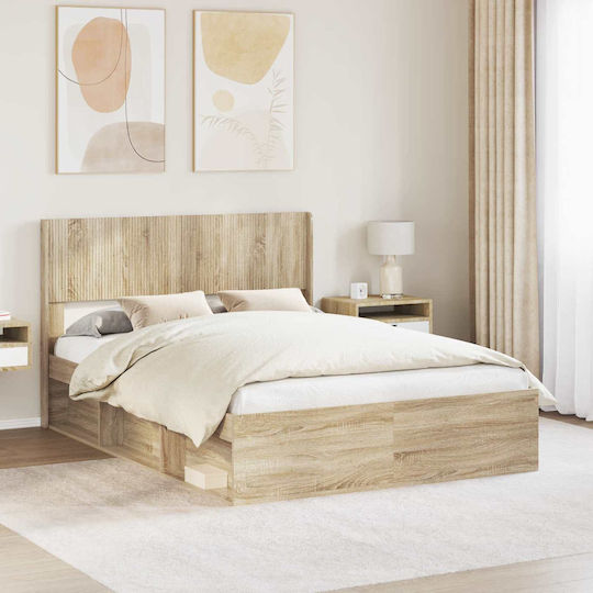 vidaXL Wooden Bed Headboard Beige 126.5x100cm