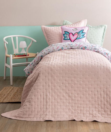 Palamaiki Σετ Κουβερλί Μονό Microfiber Pink 160x240cm