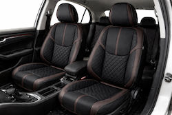 Universal Eco Leather Front Rear Car Seat Covers Set Black Brown Universal Eco Leather Front Rear Car Seat Covers Set Black Brown