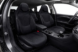 Universal Eco Leather Car Seat Covers Set Front Rear Welded Headrest Black Universal Eco Leather Car Seat Covers Set Front Rear Welded Headrest Black