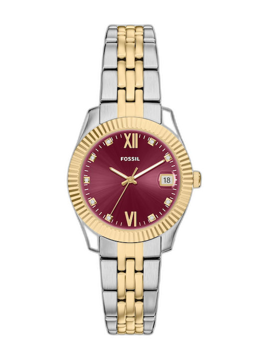Fossil Scarlette Γυναικείο Ρολόι 33mm Μπαταρίας με Ασημί Μεταλλικό Μπρασελέ