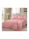Lucktora King Size Bed Sheet Set with 2 Pillowcases and Rubber Hugger 220x240cm Pink (4 Pieces)