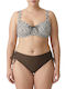 Plus Size Γυναικείο Μαγιό Bikini Χωρίς Μπανέλα Chic Contrast Καφέ-λευκό