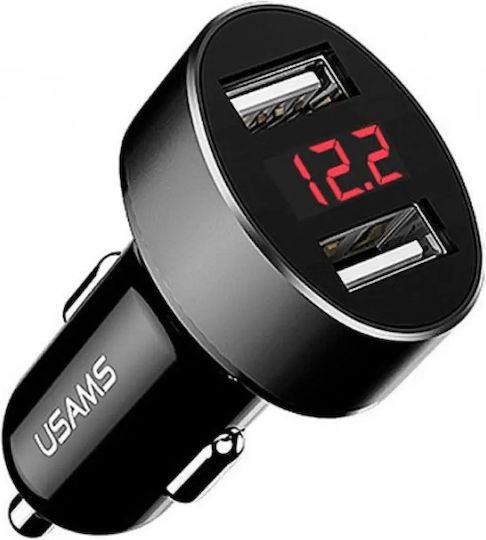 Usams Usams Autoladegerät 2.1A mit 2xUSB Schwarz Farbe