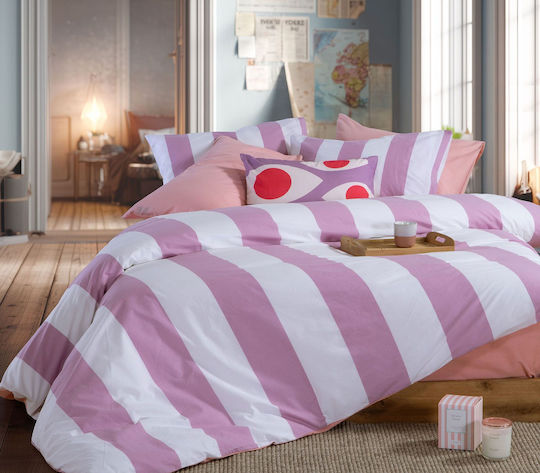 Nef-Nef Homeware Casual Σετ Σεντόνια Υπέρδιπλα με Λάστιχο 160x200+35εκ. Mauve (4τμχ)