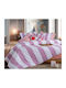 Nef-Nef Homeware Casual Σετ Σεντόνια King Size με Λάστιχο 180x200+35εκ. Mauve (4τμχ)
