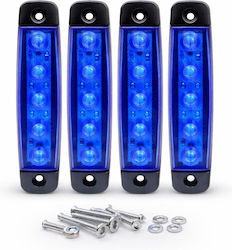 Led Φώτα Όγκου Φορτηγού Μπλε 12v-24v 4τμχ Αδιάβροχα Side Marker 6 Led – Qp-1546