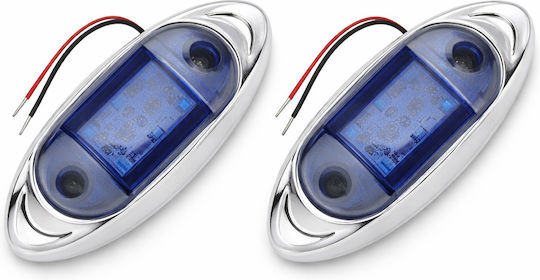 Led Truck Clearance Lights Blue 12v-24v 2pcs Oval Side Marker 6 Smd Waterproof