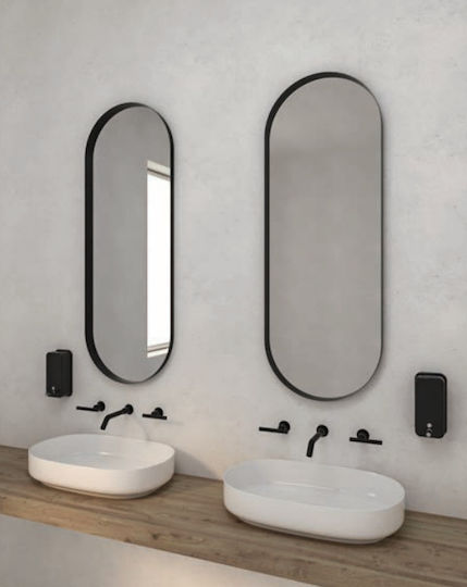 Iron Semi Oglindă de Baie Ovală 45x125cm Negru