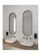 Iron Semi Oval Bathroom Mirror 45x100cm Black