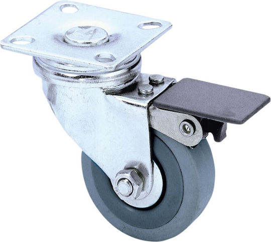 Roată Industrială de Mare Capacitate Rotativă 50mm Gri cu Frână