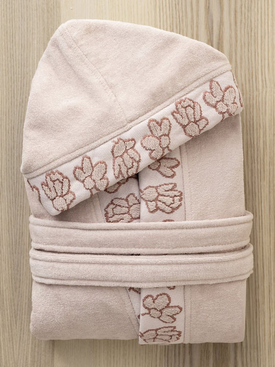 Nima Hooded Bathrobe in Pink Colour 360gr/m²