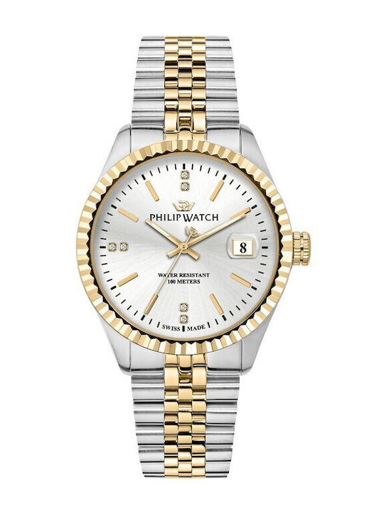 Philip Watch Caribe Men's Battery Watch with Silver Metal Bracelet