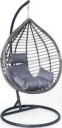 Egg Chair with Stand Metallic L105xW68xH120cm Gray