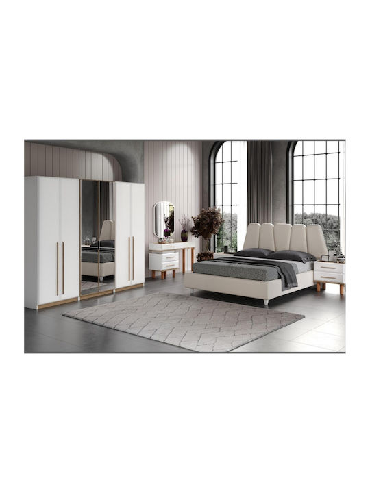 Stewehome Bedroom Furniture Set White & Oak Modern Design 6 Pieces 160x200cm