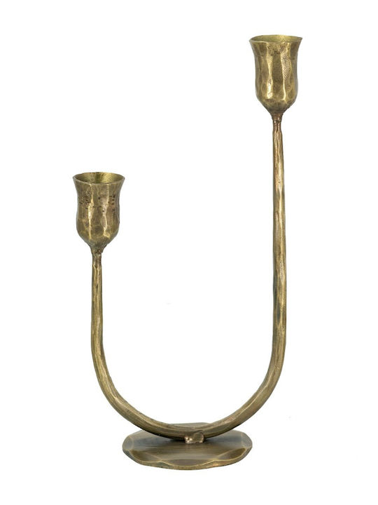 Artekko Metal Candle Holder in Gold Color 16x29x9cm