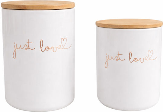 Set 2Stücke Lebensmittelgläser für Kaffee / Zucker mit Deckel aus Porzellan Braun 2Stücke