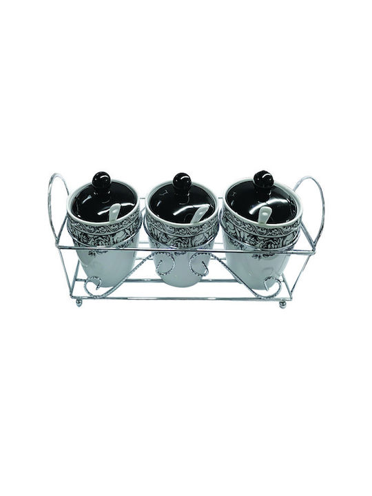 AGC Set 3pcs General Use Vases with Lid & Stand Ceramic 9x28x11cm