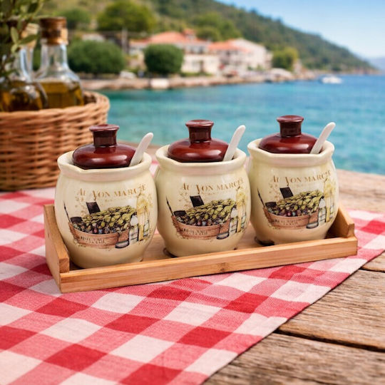 Galifas Σετ 3τμχ Βάζα Γενικής Χρήσης με Καπάκι & Βάση Κεραμικό 3τμχ