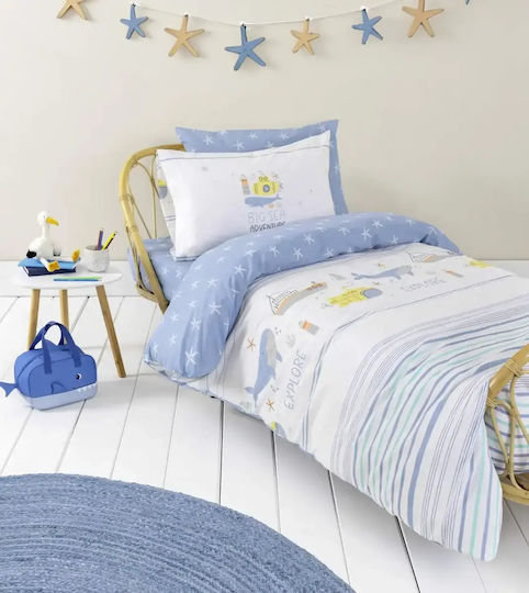Nima Kinderbettlaken Set Einzeln Blau 170x255cm