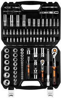 Neo Tools Ratschen- und Steckschlüssel-Set mit 86 Stück